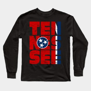 Vintage Tennessee flag with stars USA Long Sleeve T-Shirt